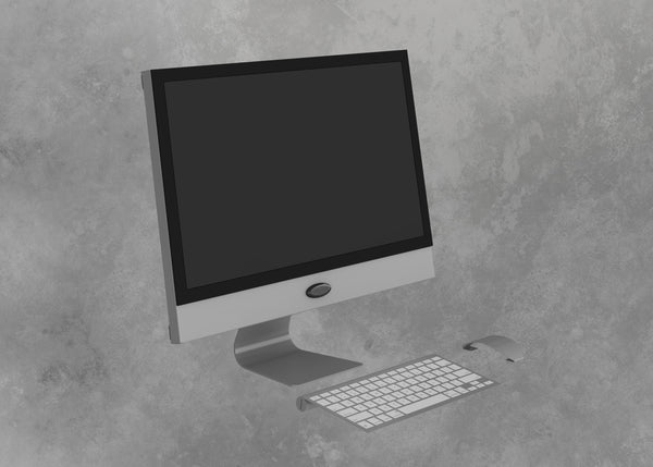 21 inch platinum computer prop with monitor keyboard and mouse, closed back