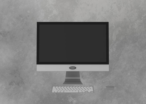 21 inch platinum computer prop with monitor keyboard and mouse, closed back