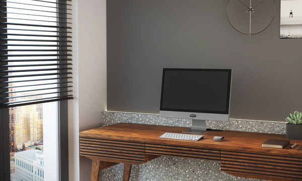 21 inch platinum computer prop with monitor keyboard and mouse, closed back