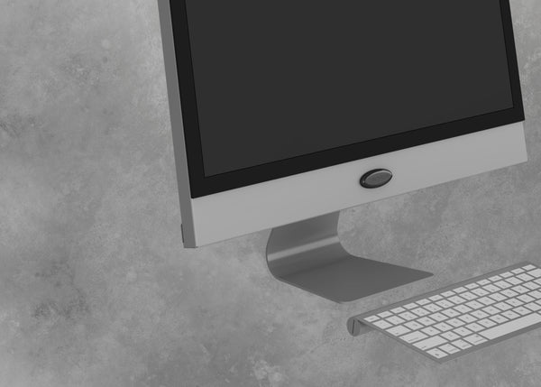 21 inch platinum computer prop with monitor keyboard and mouse, closed back