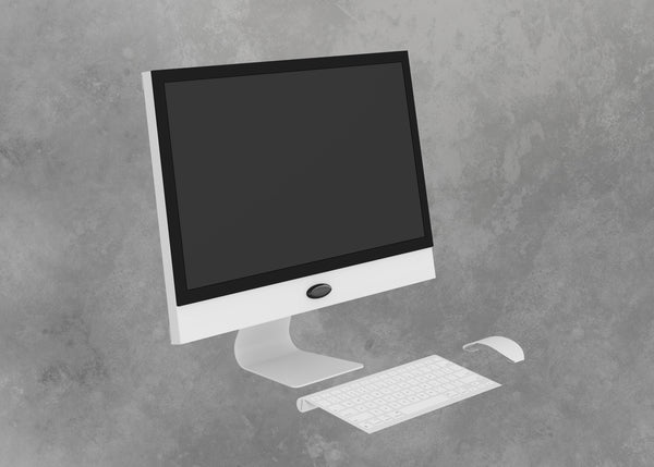21 inch white computer prop with monitor keyboard and mouse
