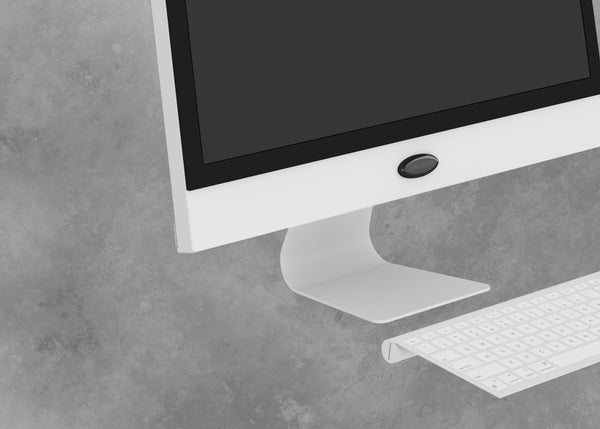 21 inch white computer prop with monitor keyboard and mouse