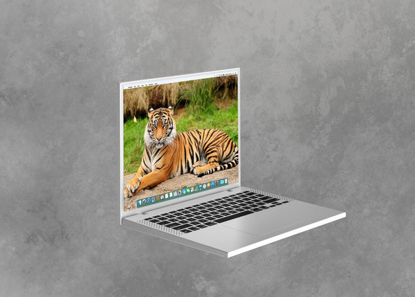 Notebook prop white Aluminum , 3 items per box, images on the screens.