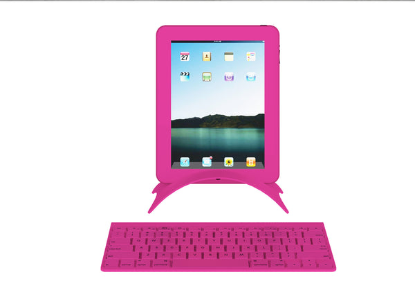Pink tablet prop with pink stand and keyboard, 3 sets per box.