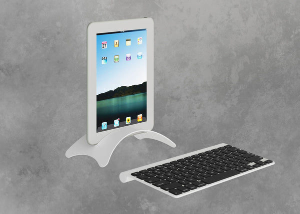 White tablet with white stand and keyboard 3 sets per box