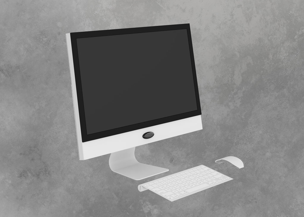 Computer Screen Prop 21 inch white computer prop with monitor keyboard mouse closed back ...