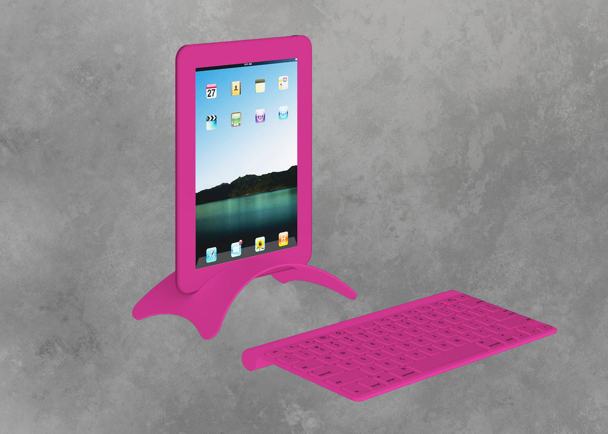 Pink tablet prop with pink stand and keyboard, 3 sets per box. – Turboprops