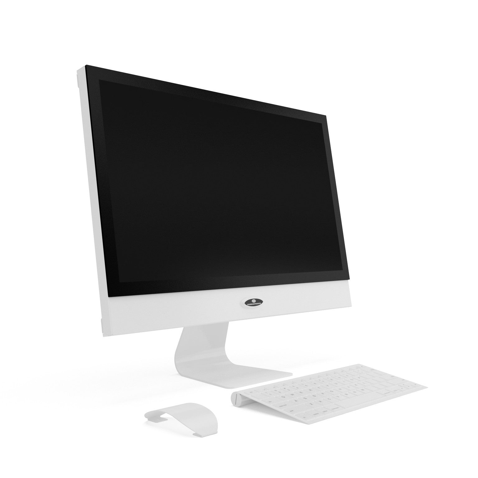 21 inch white computer prop with monitor keyboard and mouse